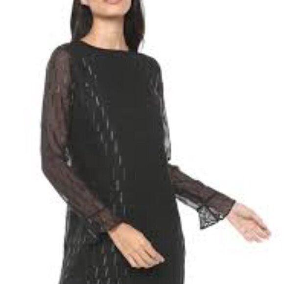 Banana Republic Shimmer Black Long Sleeve Shift dress 2 - Picture 3 of 13